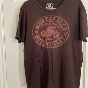 Vintage Lucky Brand Men’s Montefalco Motorcycles Graphic Large T-Shirt Brown